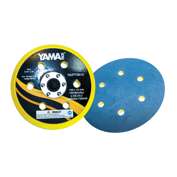 6.0inç 150x10 mm. 6 Delikli Yapışkanlı Zımpara Tabanı